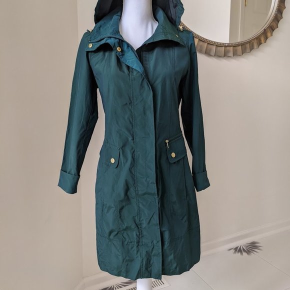 emerald green raincoat